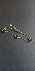 Solid 925 sterling silver four leaf clover bracelet