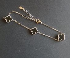 Solid 925 sterling silver four leaf clover bracelet