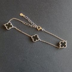 Solid 925 sterling silver four leaf clover bracelet