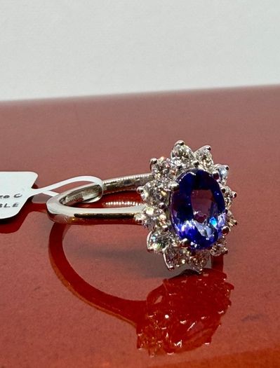 Diamond 950 Platinum AAA Tanzanite & Lab Grown Diamond