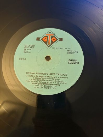 Donna Summer A Love Trilogy LP 1976 Irish Pressing GTO