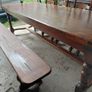 Antique 8 seater solid French monastery Oak table plus 4 seater bench and 4 chairs Image 2