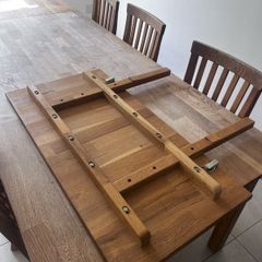 Solid oak dining table 6-10 seater and chairs