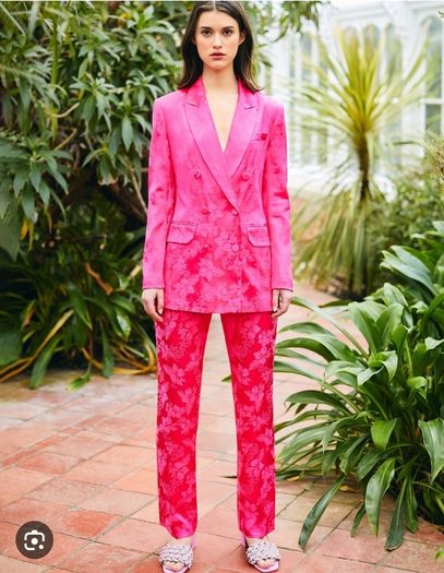Pink Satin jacquard suit