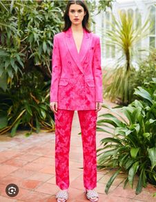 Pink Satin jacquard suit