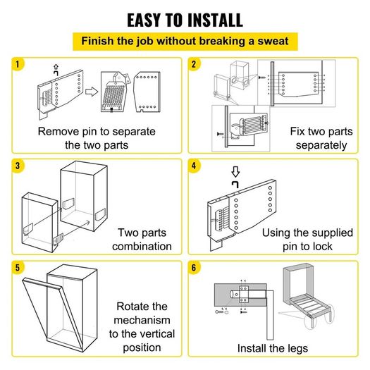 Bed Kit king And Queen  Size Bed Heavy Duty Support Hardware DIY Kit Mounting Wall Springs Mechanism(Vertical)