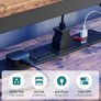 181CM L Shaped Corner Desk with Power Outlets LED Lights Gaming Desk with Long Monitor Stand Large Computer Desk with Storage Shelf Cup Holder Headset Hooks Ideal for Gaming Room Image 8
