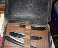 Rare 3 Antique Barber Cut Throat Razors in Case with 3 Razors, Postage Available on all my Items or Collection