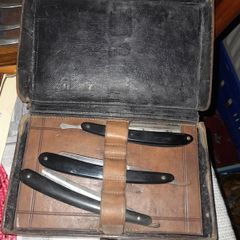 Rare 3 Antique Barber Cut Throat Razors in Case with 3 Razors, Postage Available on all my Items or Collection