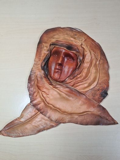 Leather face mask wall art handmade wall hanging
