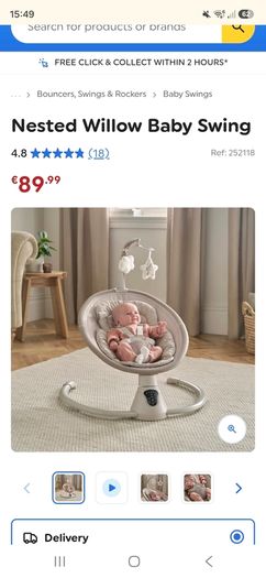 Willow baby swing chair. Only 3 months old. Like new. Spotlessly clean.