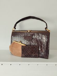 real crocodile leather vintage bag