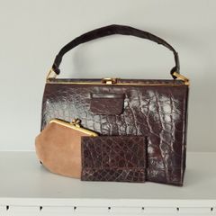 real crocodile leather vintage bag