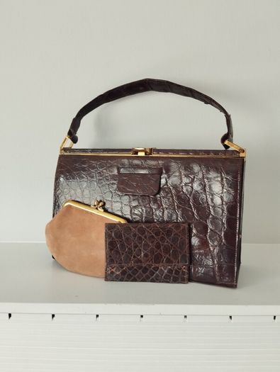 real crocodile leather vintage bag