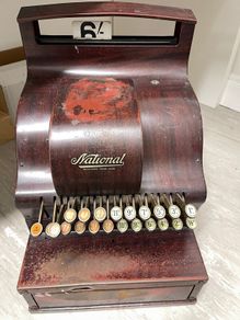 Antique-style checkout counter
