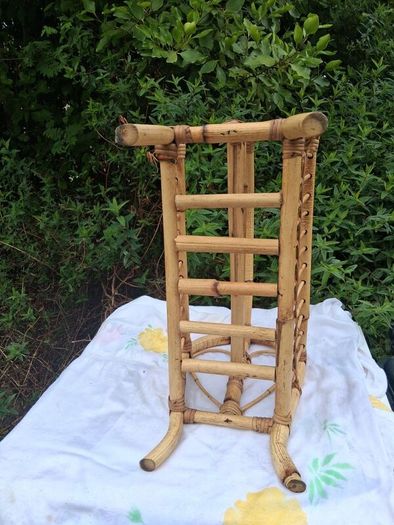 Vintage Bamboo and Rattan Magazine Rack