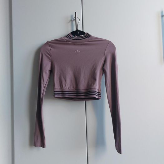 Adidas Originals Retro Sport Tape Long Sleeve Cropped Top