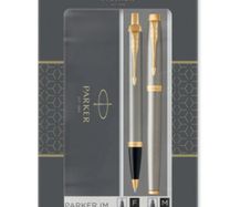 Ballpoint pen + fountain pen | stainless steel gold (blue ink) | Parker Jotter Original