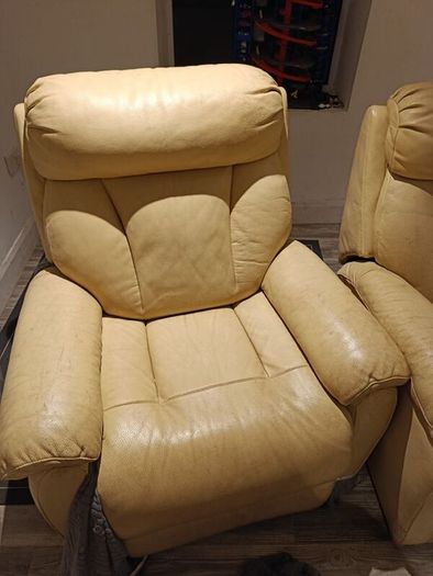 Cream leather recliner