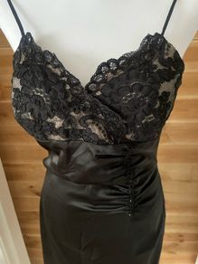 black dress tailor handmade satin occasion size 10 brand new