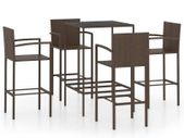 5 Piece Garden Bar Set Poly Rattan Brown