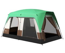 Six-Man Camping Tent, with Small Rainfly and Accessories - Green