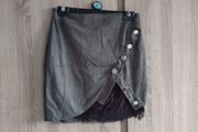 mini skirt bottle green suede look with lace size small UK 8