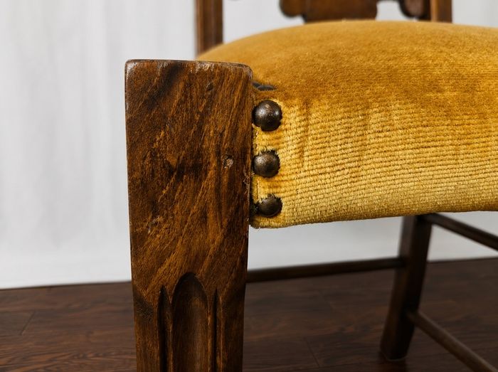 Set of 8 Vintage Italian Walnut Dining Chairs 1950s