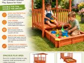 2-in-1 Wooden Sandpit & Playhouse with Roof