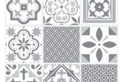 Gray &amp; white oriental vinyl tiles
