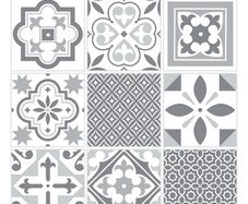Gray & white oriental vinyl tiles