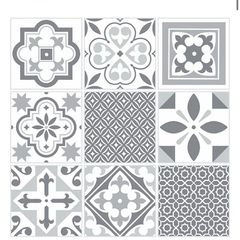 Gray & white oriental vinyl tiles