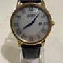 Citizen Men's Eco Drive White Dial Gold Tone Case Black Leather Strap Image 2
