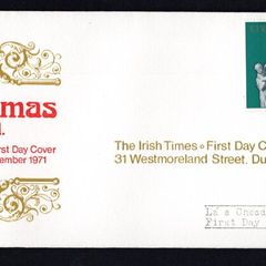 1971 Ireland Christmas Commemorative Stamps The Irish Times Addressed First Day Cover (FDC).