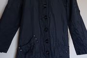 Black Parka Style Jacket with Hood