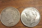 Coins ..peace dollars x2