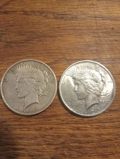Coins ..peace dollars x2