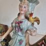 Antique German porcelain figural spill vase tree trunk & maiden c,1900 Image 5