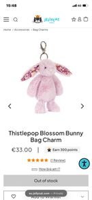 New JELLYCAT Thistlepop Blossom Bunny Bag/Backpack Charm