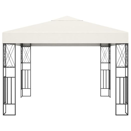 Gazebo with String Lights 3x3 m Cream Fabric