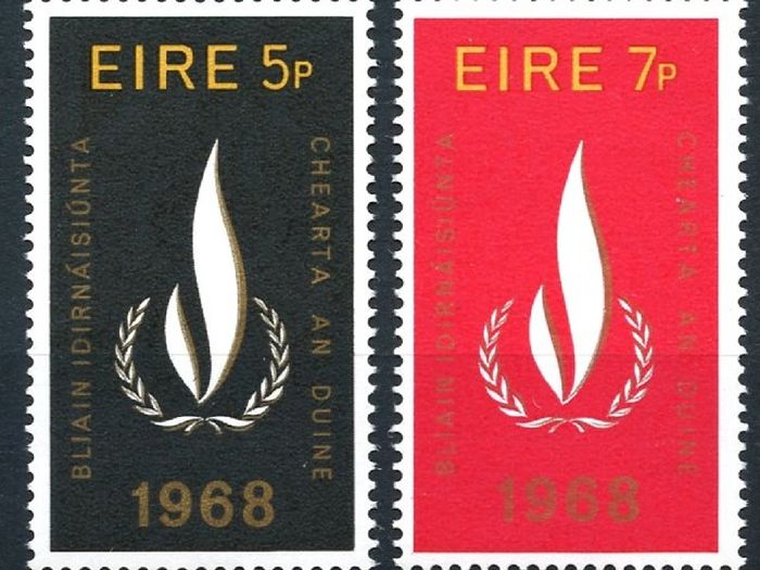Ireland 1968 Scott 266-267 International Human Rights Year Complete Set - Mint Never Hinged
