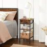 Tall Bedside Table With One Drawer And 2 Shelves, Space-Saving Industrial Style, Vintage Brown/Black Image 2
