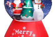 Inflatable Christmas Snow Globe - Outdoor/Indoor Bright LED Light Up Porch Decoration - Built in Air Compressor - Pegs Included for Garden Use 150cm