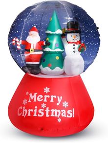 Inflatable Christmas Snow Globe - Outdoor/Indoor Bright LED Light Up Porch Decoration - Built in Air Compressor - Pegs Included for Garden Use 150cm