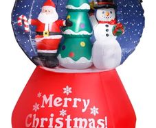 Inflatable Christmas Snow Globe - Outdoor/Indoor Bright LED Light Up Porch Decoration - Built in Air Compressor - Pegs Included for Garden Use 150cm