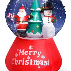 Inflatable Christmas Snow Globe - Outdoor/Indoor Bright LED Light Up Porch Decoration - Built in Air Compressor - Pegs Included for Garden Use 150cm
