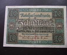 Germany. Reichsbanknote. 10 Mark (6.2.1920)