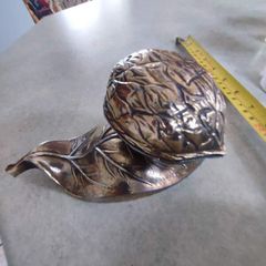 Rare find Vintage patinated modele dep t Brev Normalien italiana ashtray in shape of a walnut.