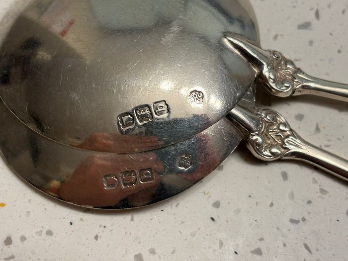 Pair 1897 London solid silver presentation spoons