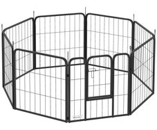 Eight-Panel Dog Playpen with Door, for Large Dogs, Indoors, Outdoors, 60cm Tall, Black